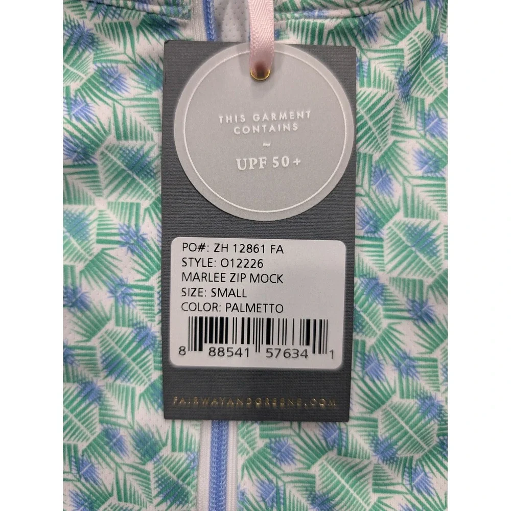 Fairway & Greene New Marlee Mock Golf Top Palmetto Green Blue UPF 50 Women's S
